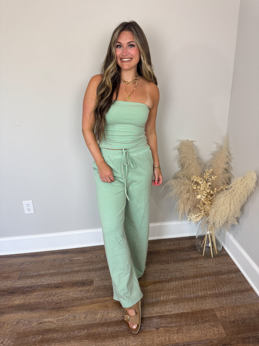 Atlanta Striped Tube Top | Mint/Orange