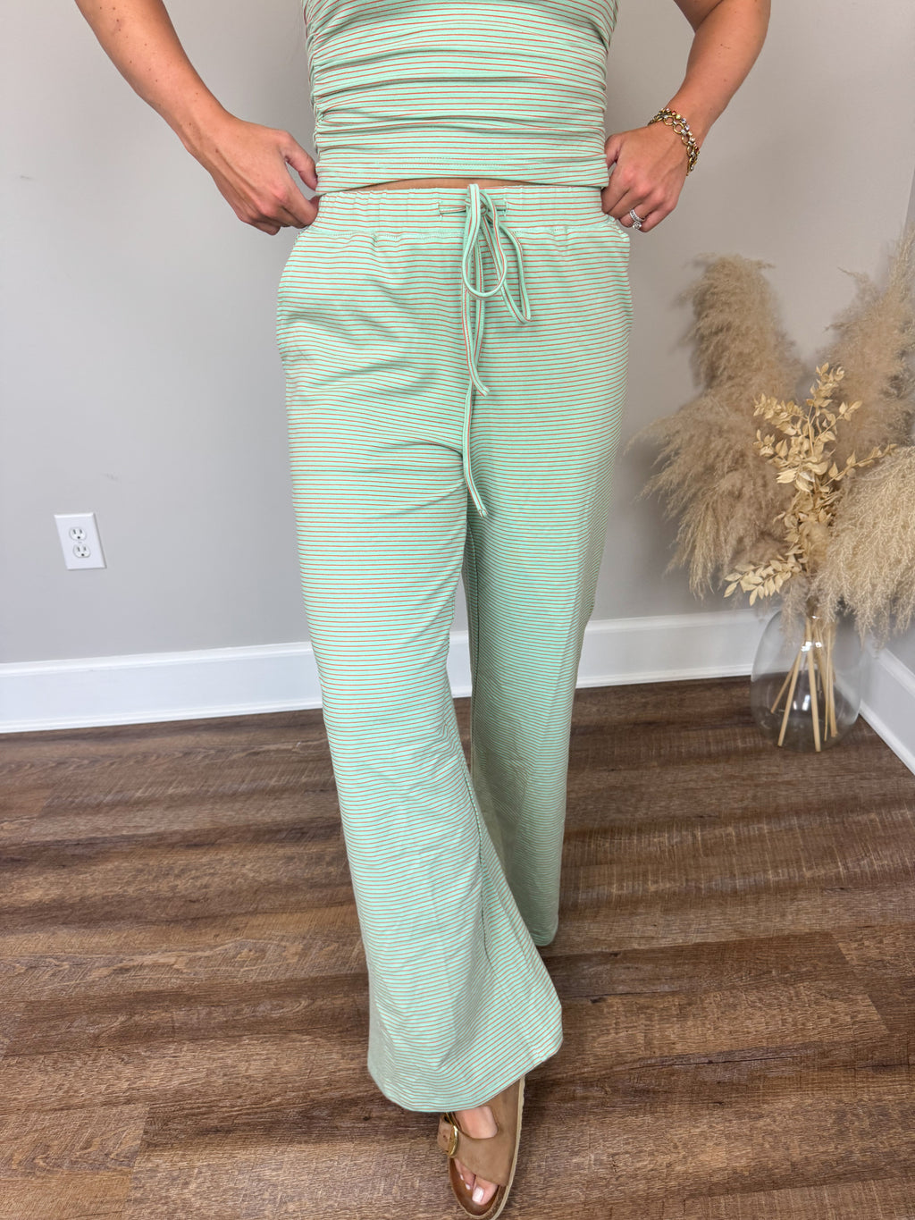 Atlanta Striped Pants | Mint/Orange