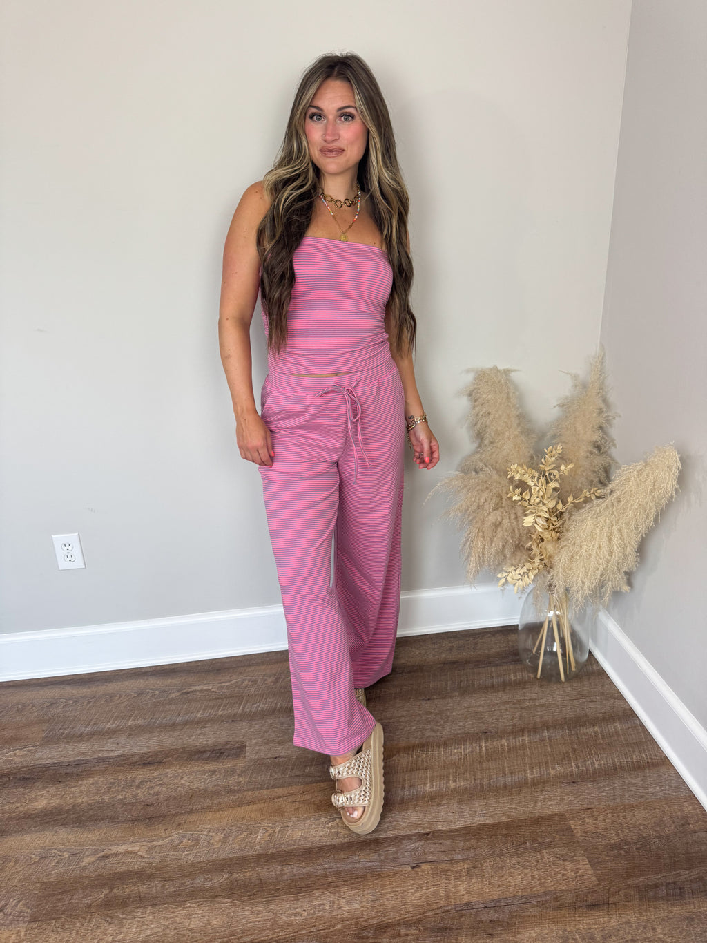 Atlanta Striped Pants | Pink