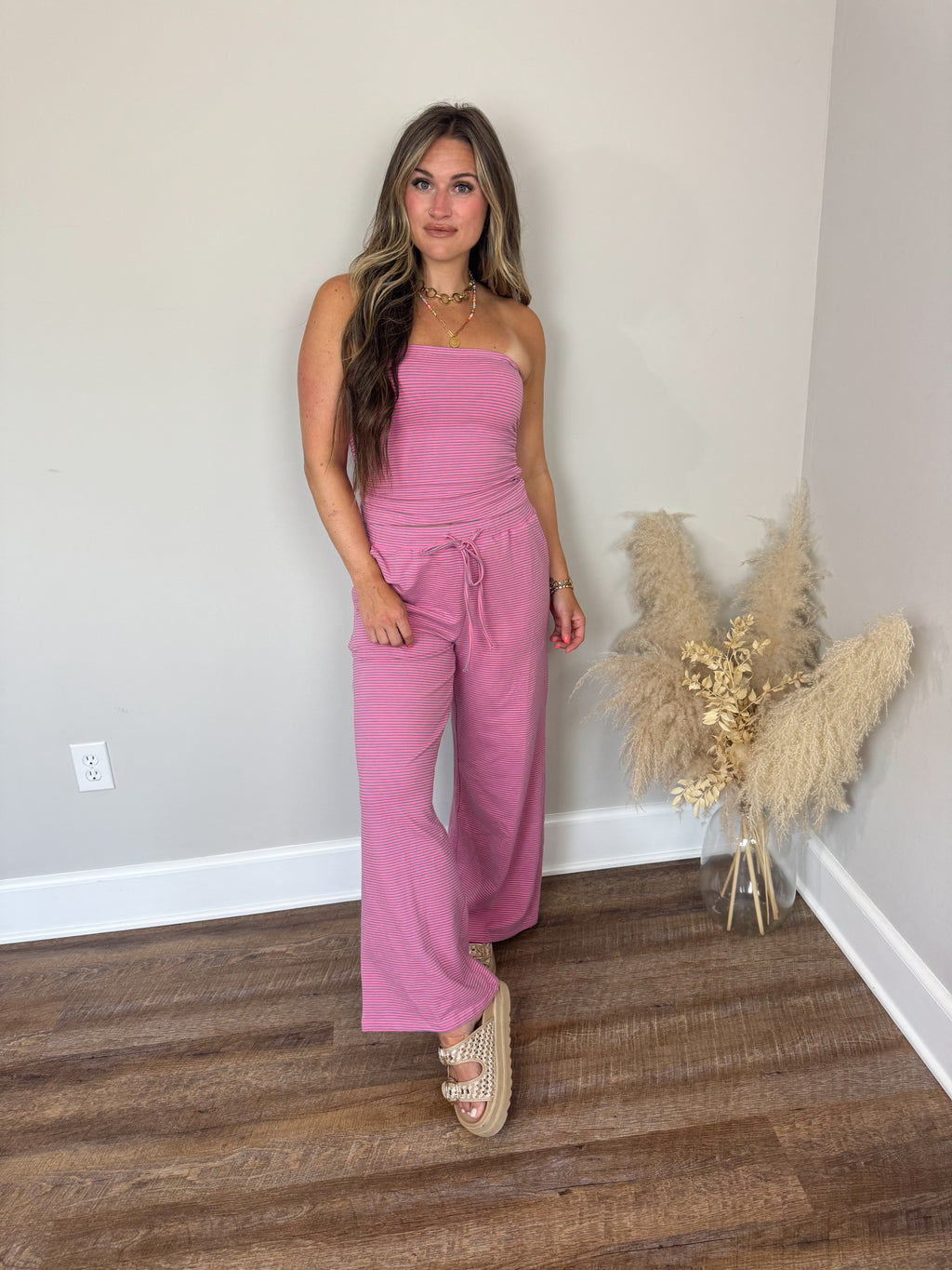 Atlanta Striped Tube Top | Pink