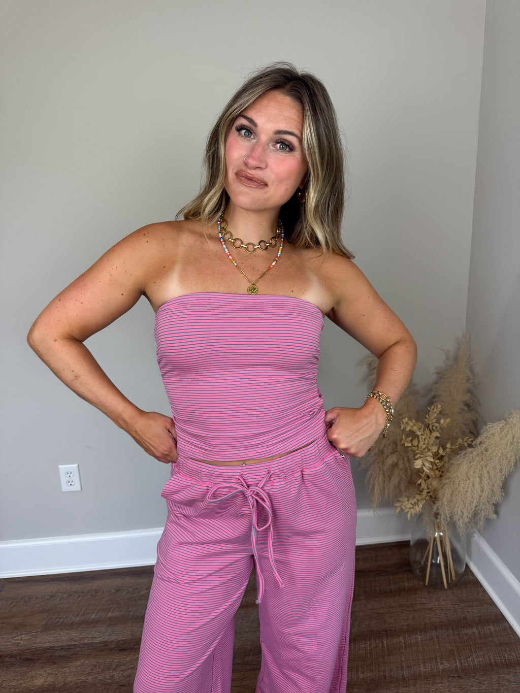 Atlanta Striped Tube Top | Pink