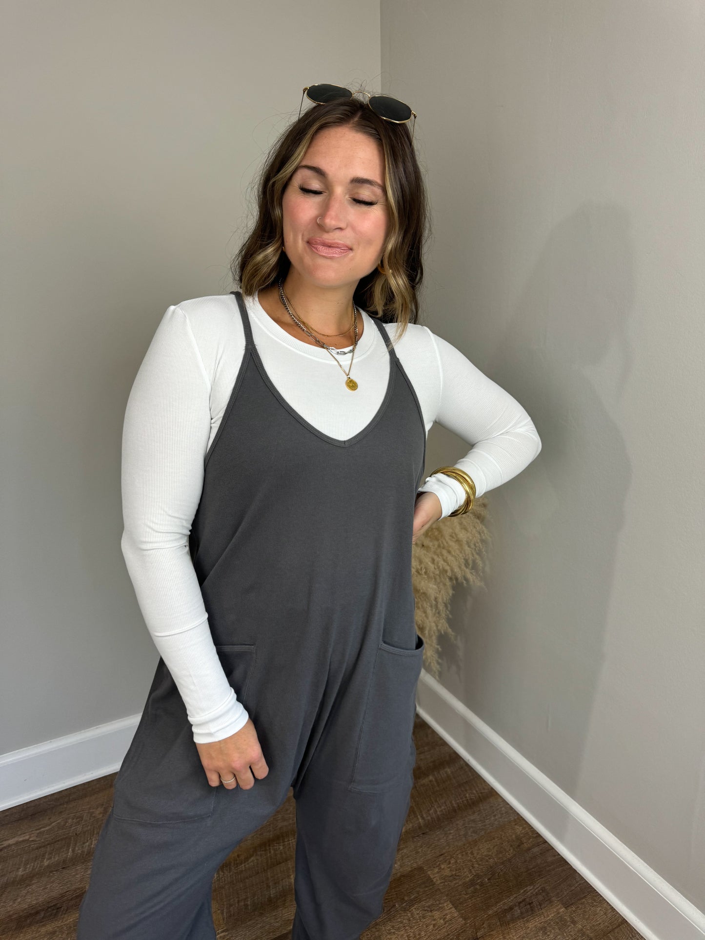 Bailey Ribbed Jumpsuit | Charcoal