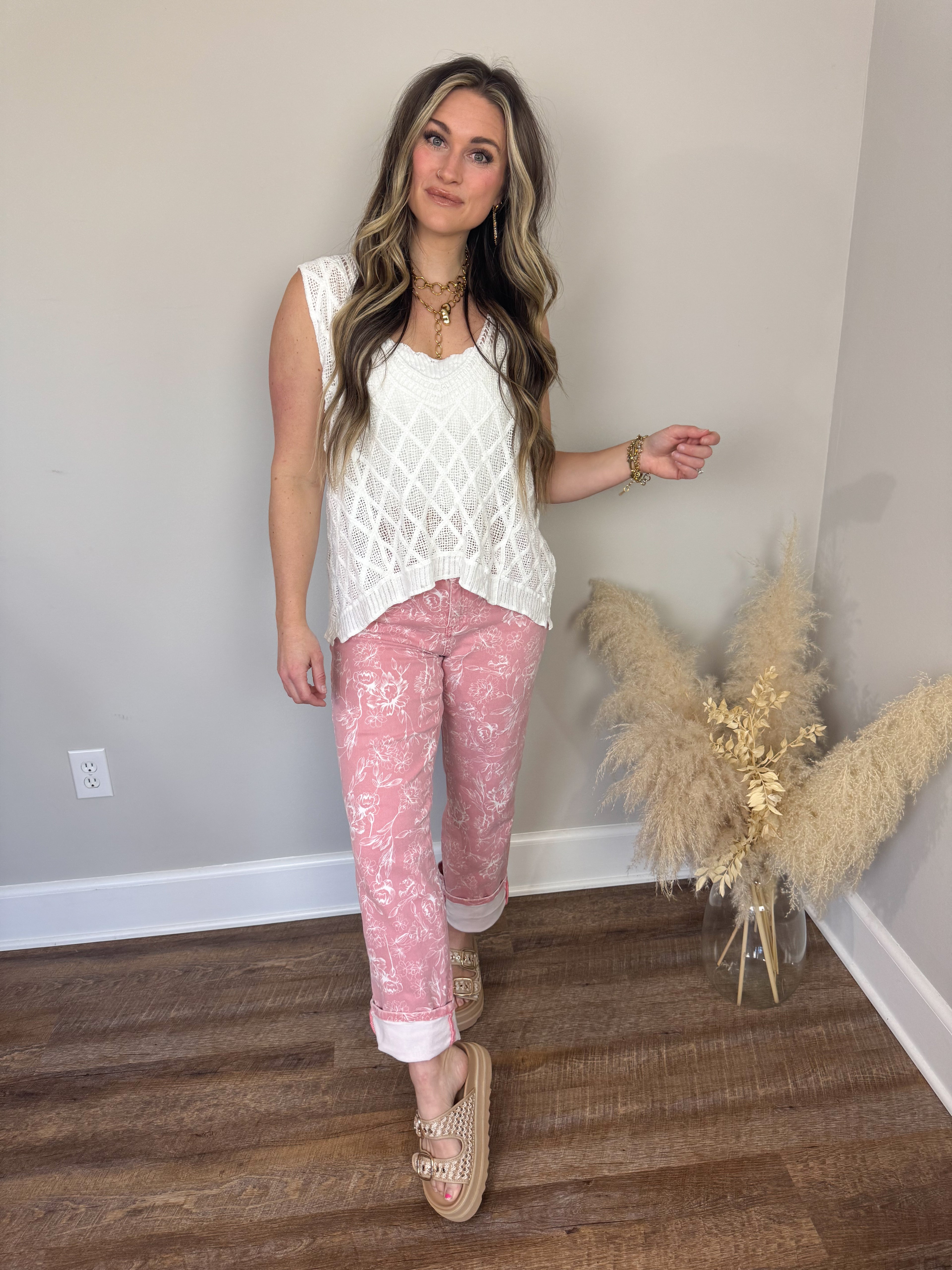 Risen Floral Straight Leg Pants