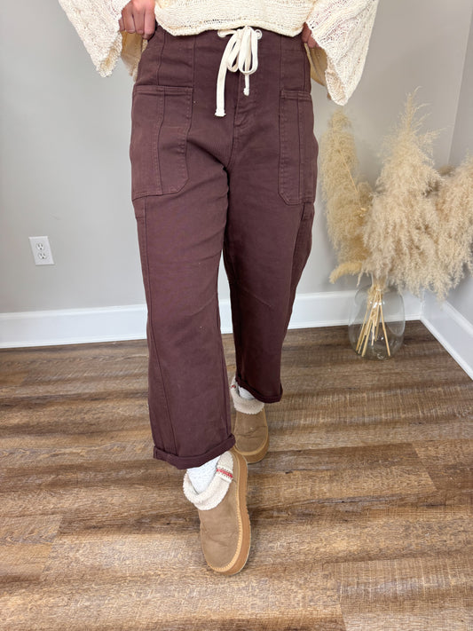 Risen Cargo Barrel Pants | Chocolate