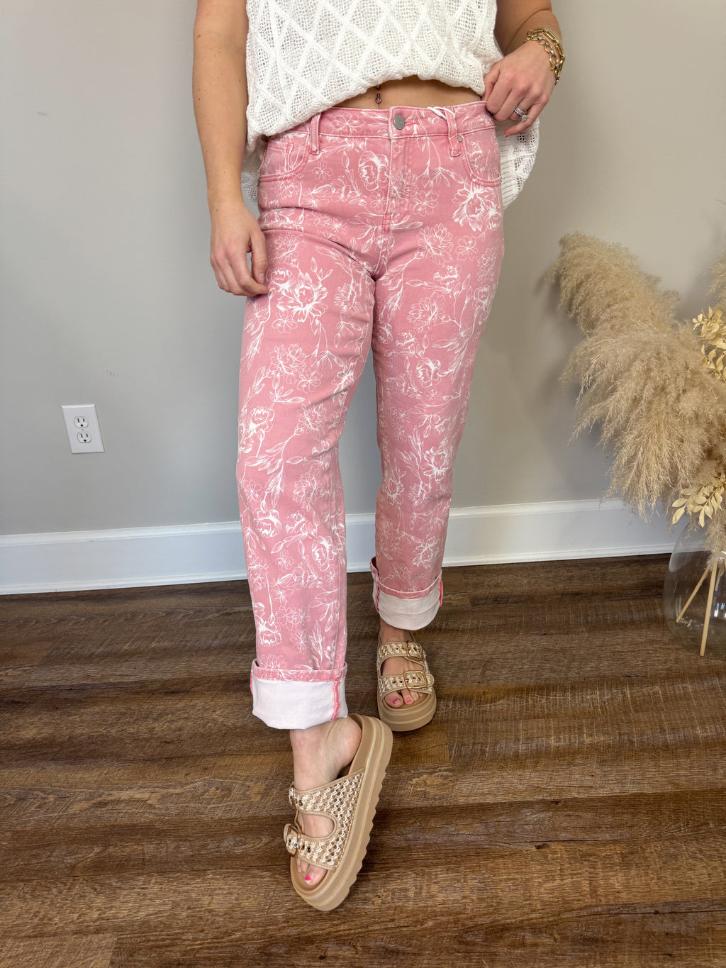 Risen Floral Straight Leg Pants