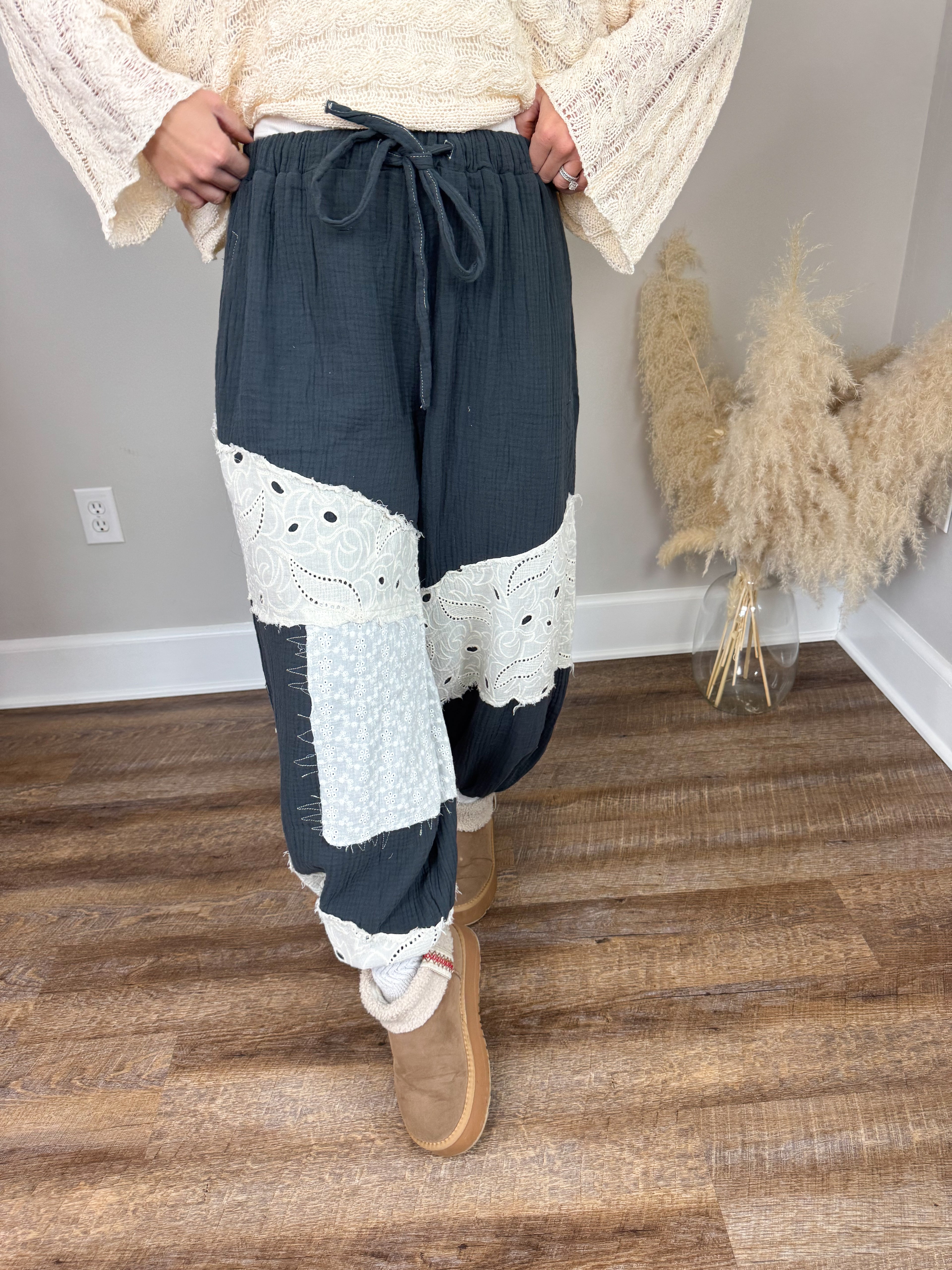 Barefoot Gauze Joggers | Navy Charcoal