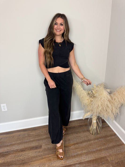 Record Year Crop Top | Ash Black
