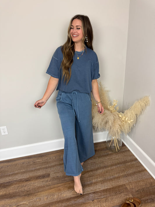 Barre Short Sleeve Top | Dusty Blue