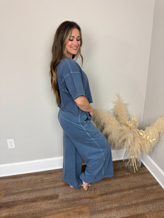 Barre Wide Leg Pants | Dusty Blue