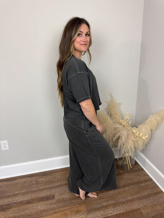 Barre Short Sleeve Top | Charcoal