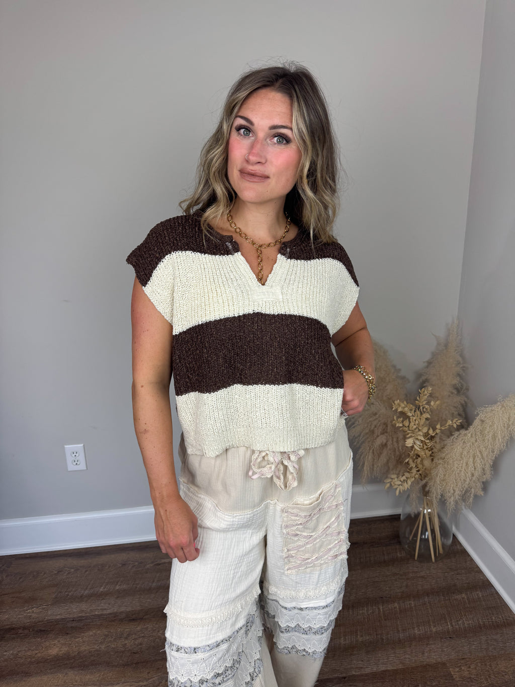 Porch Light Striped Sweater | Brown
