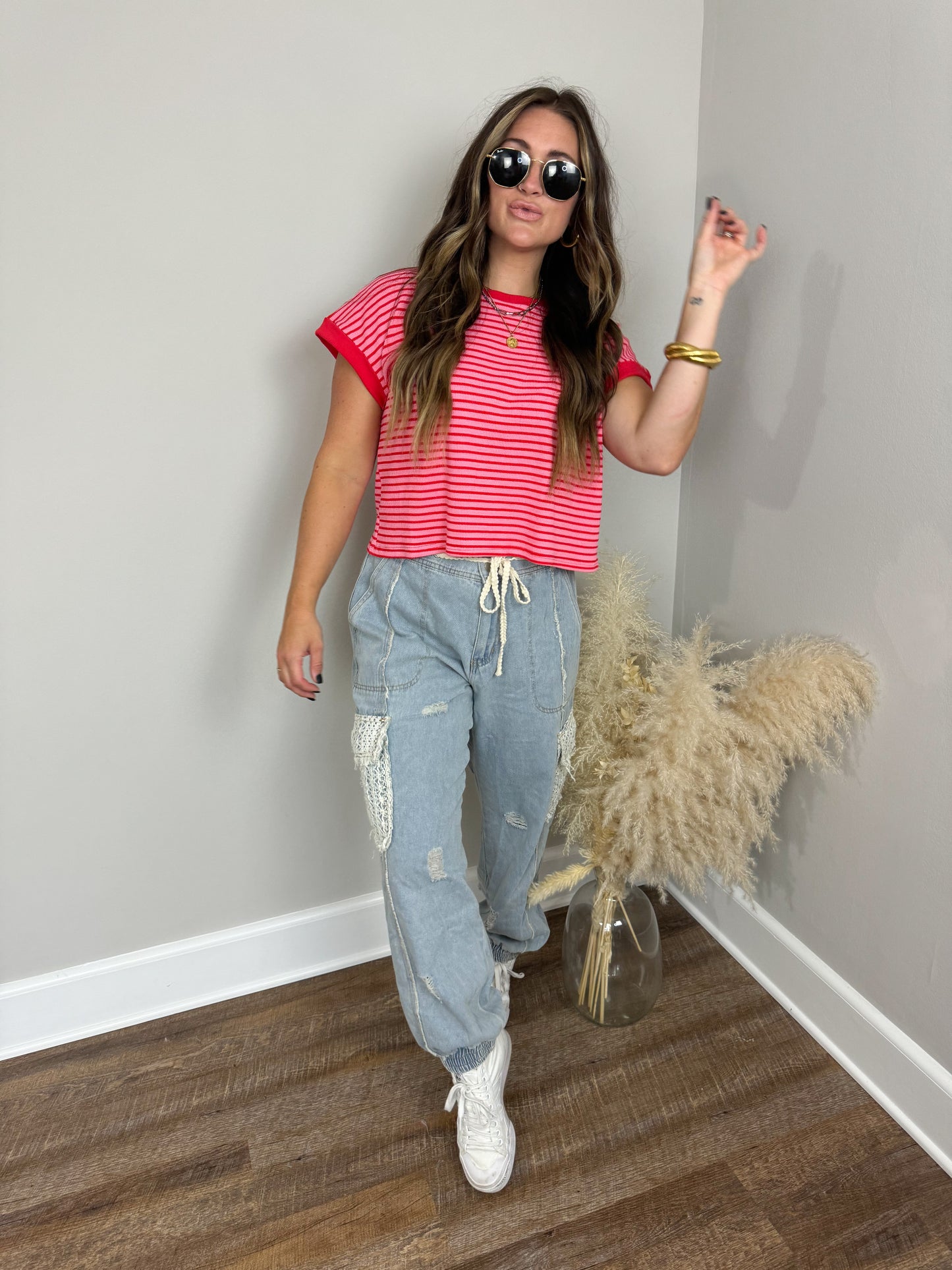 People Say Striped Top | Pink