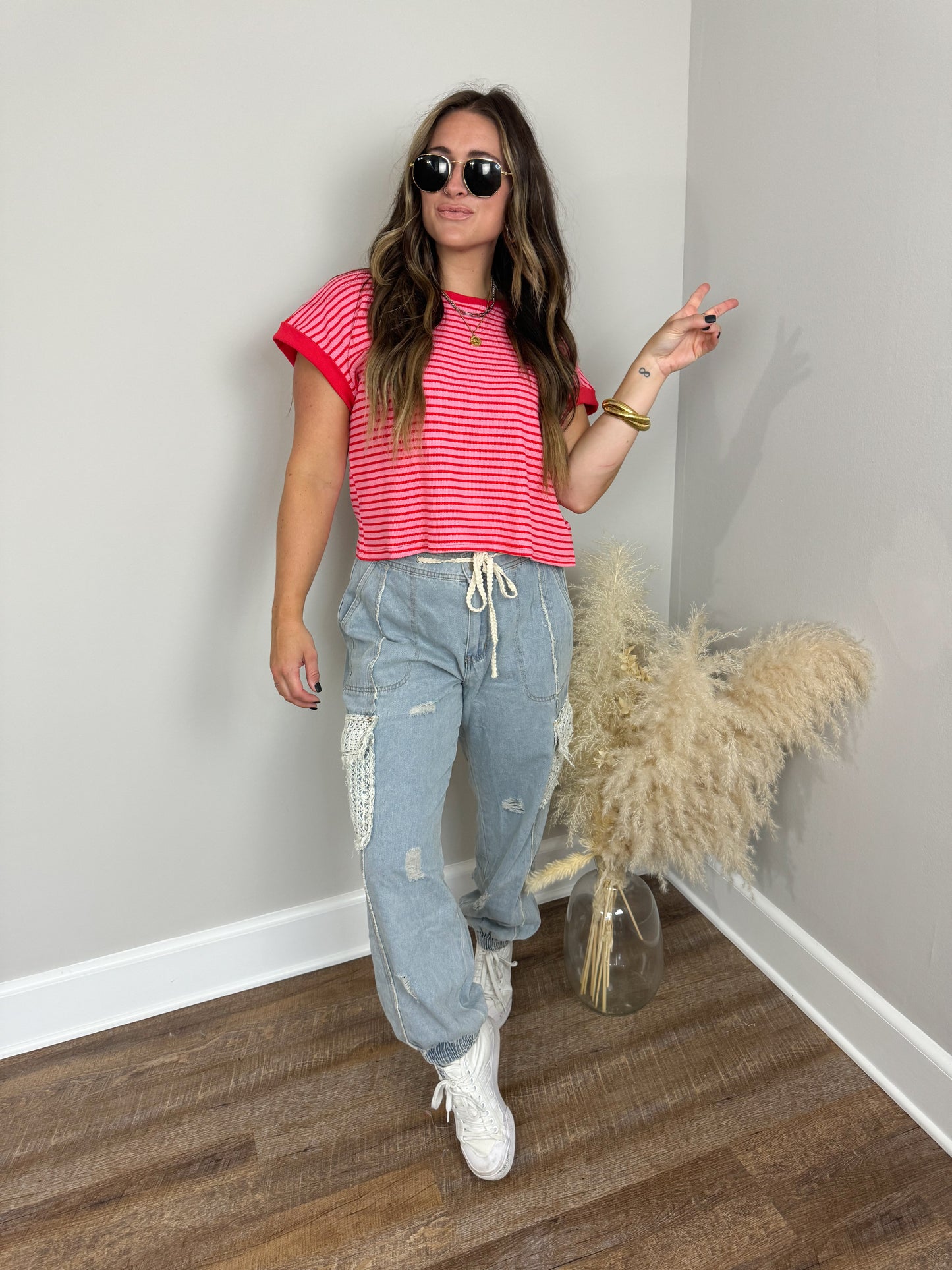 People Say Striped Top | Pink