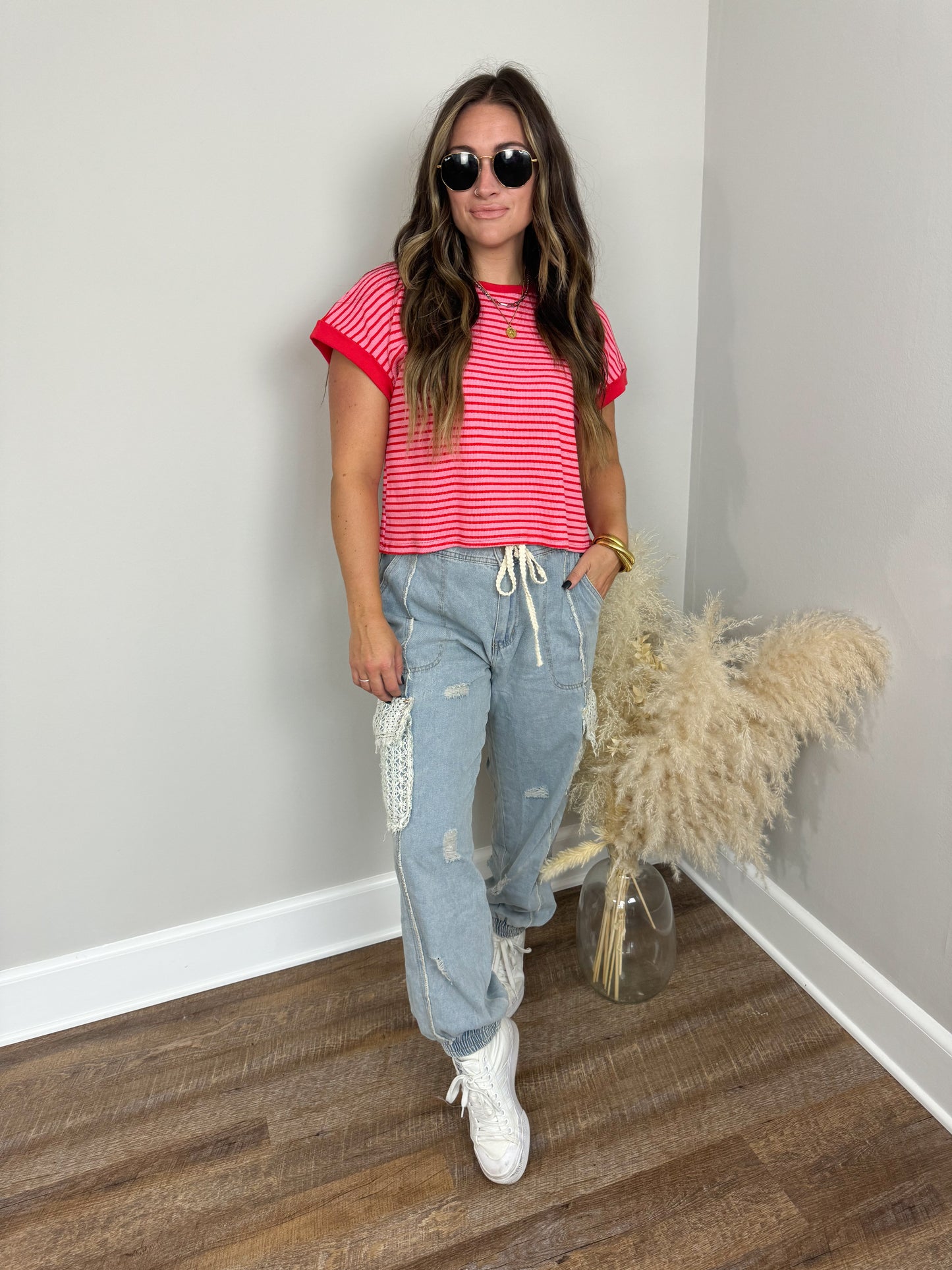 People Say Striped Top | Pink