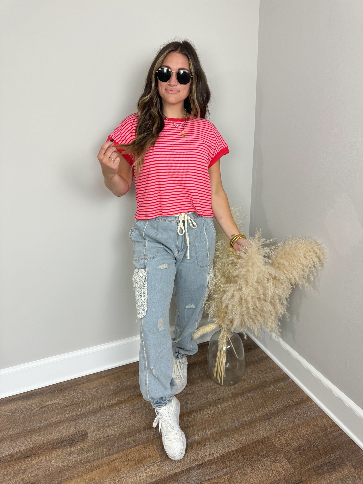 People Say Striped Top | Pink