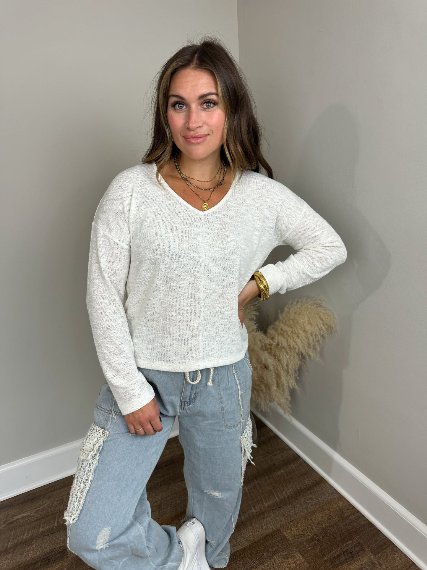 Jade Long Sleeve Top | Ivory