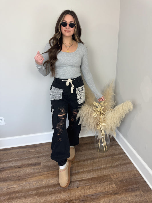 Clark Scoop Neck Top | Grey