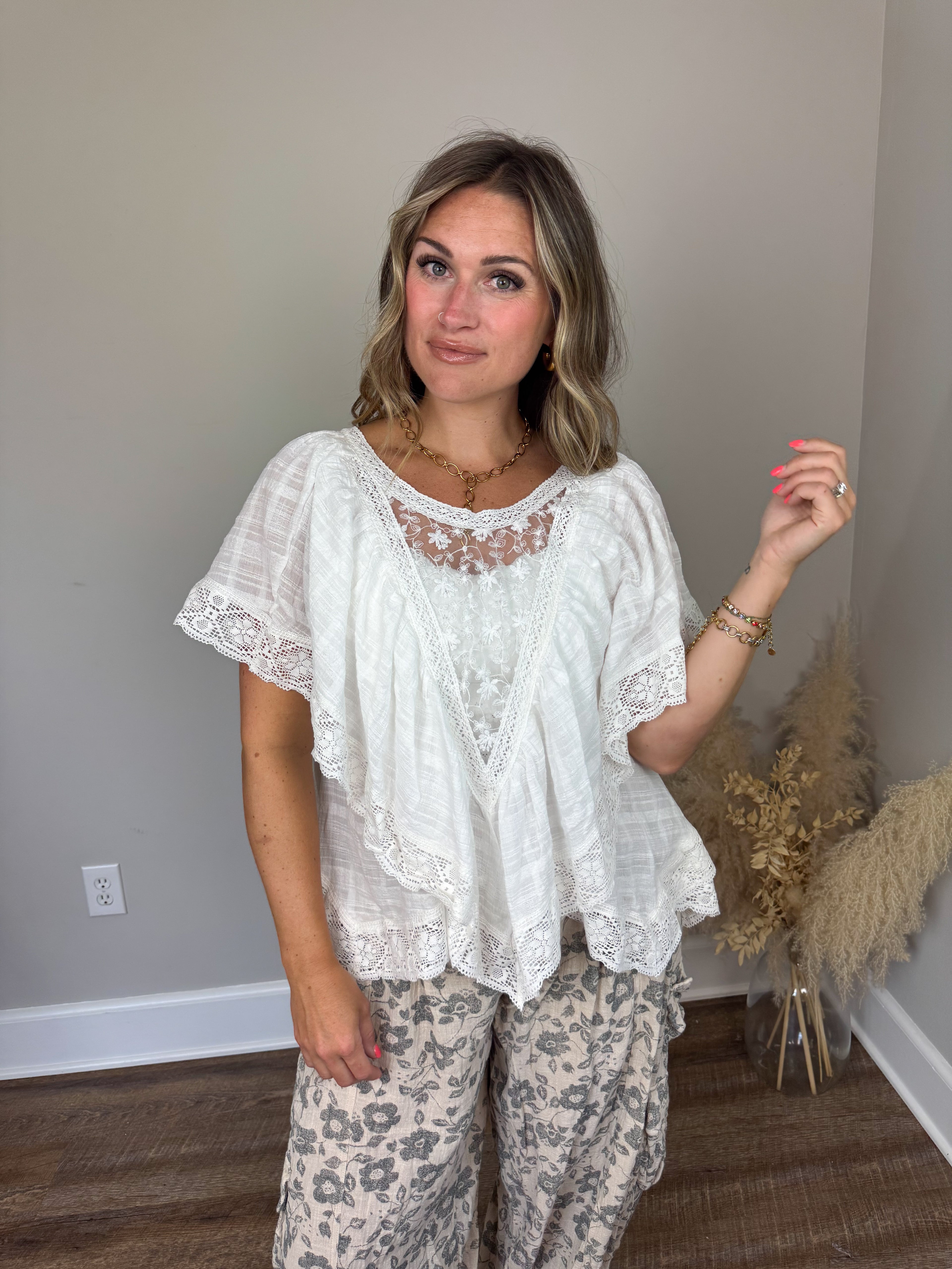 Clover Lace Top | Off White