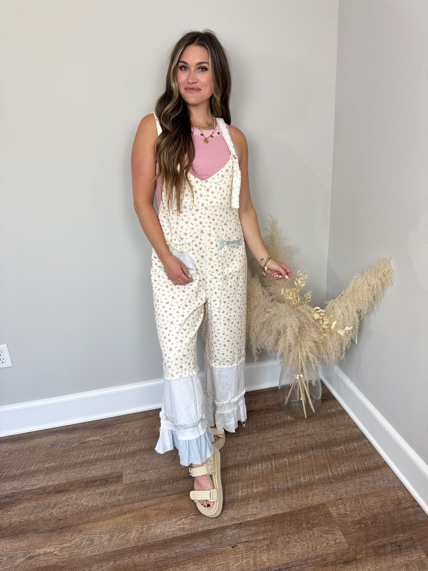 Caln Denim Overalls | Floral