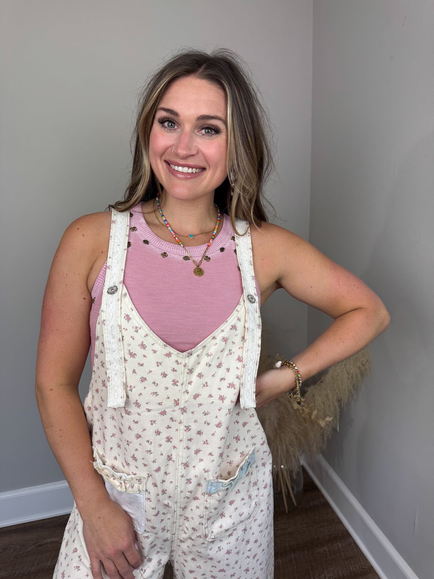 Caln Denim Overalls | Floral
