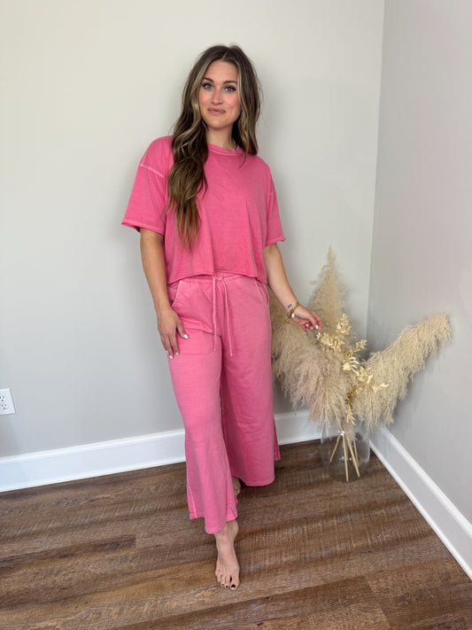 Barre Short Sleeve Top | Fuchsia