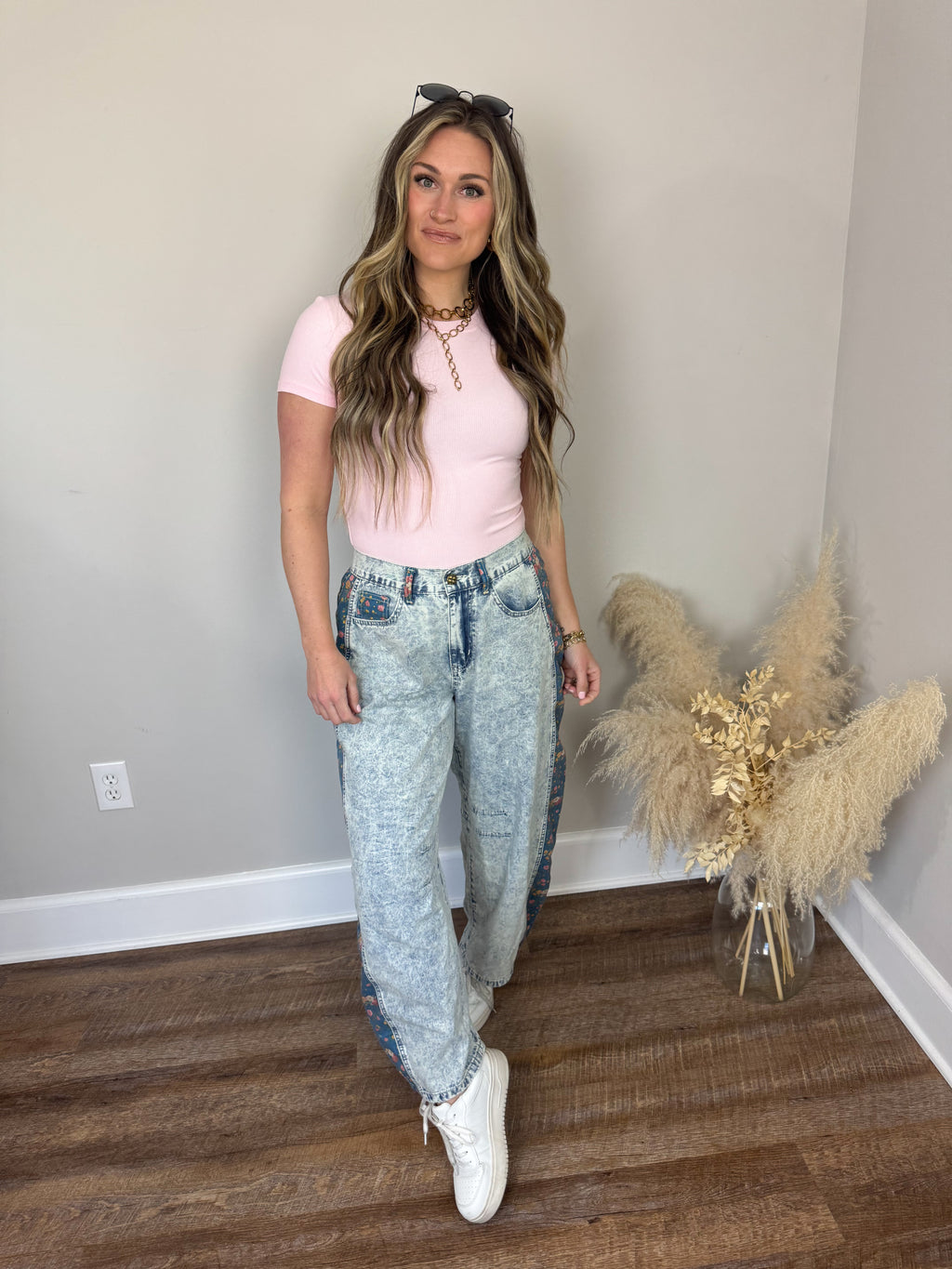 Clark High Neck Short Sleeve Top | Baby Pink