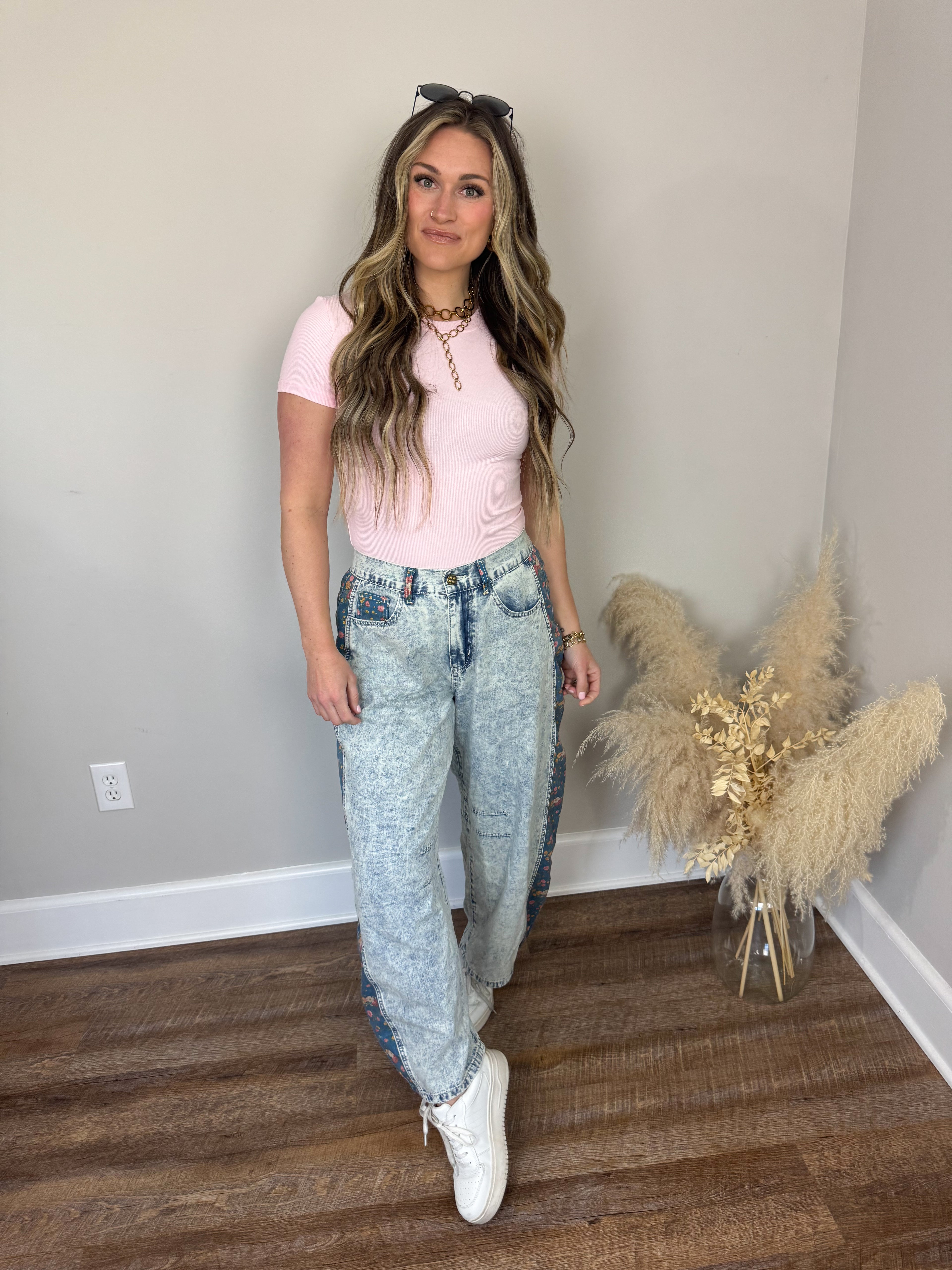 Clark High Neck Short Sleeve Top | Baby Pink