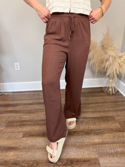 Becks Linen Pants | Brown