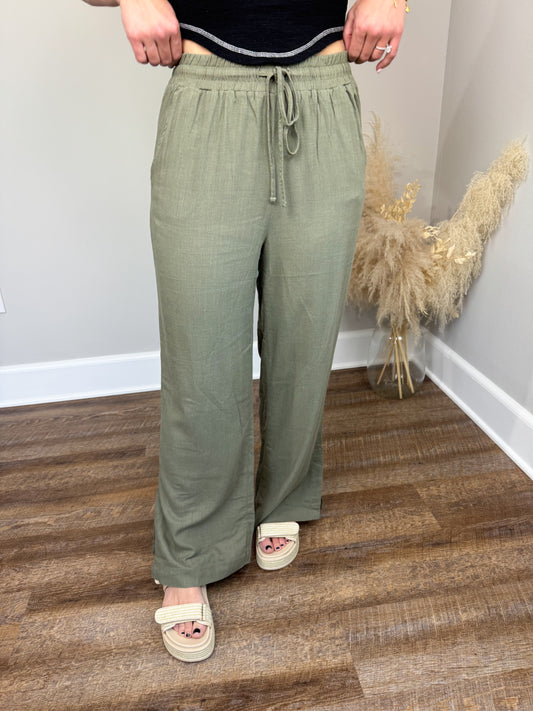 Becks Linen Pants | Olive