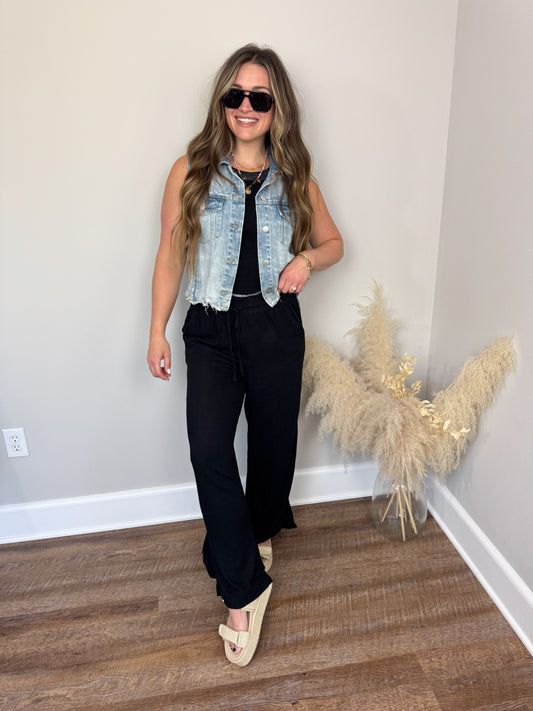 Becks Linen Pants | Black