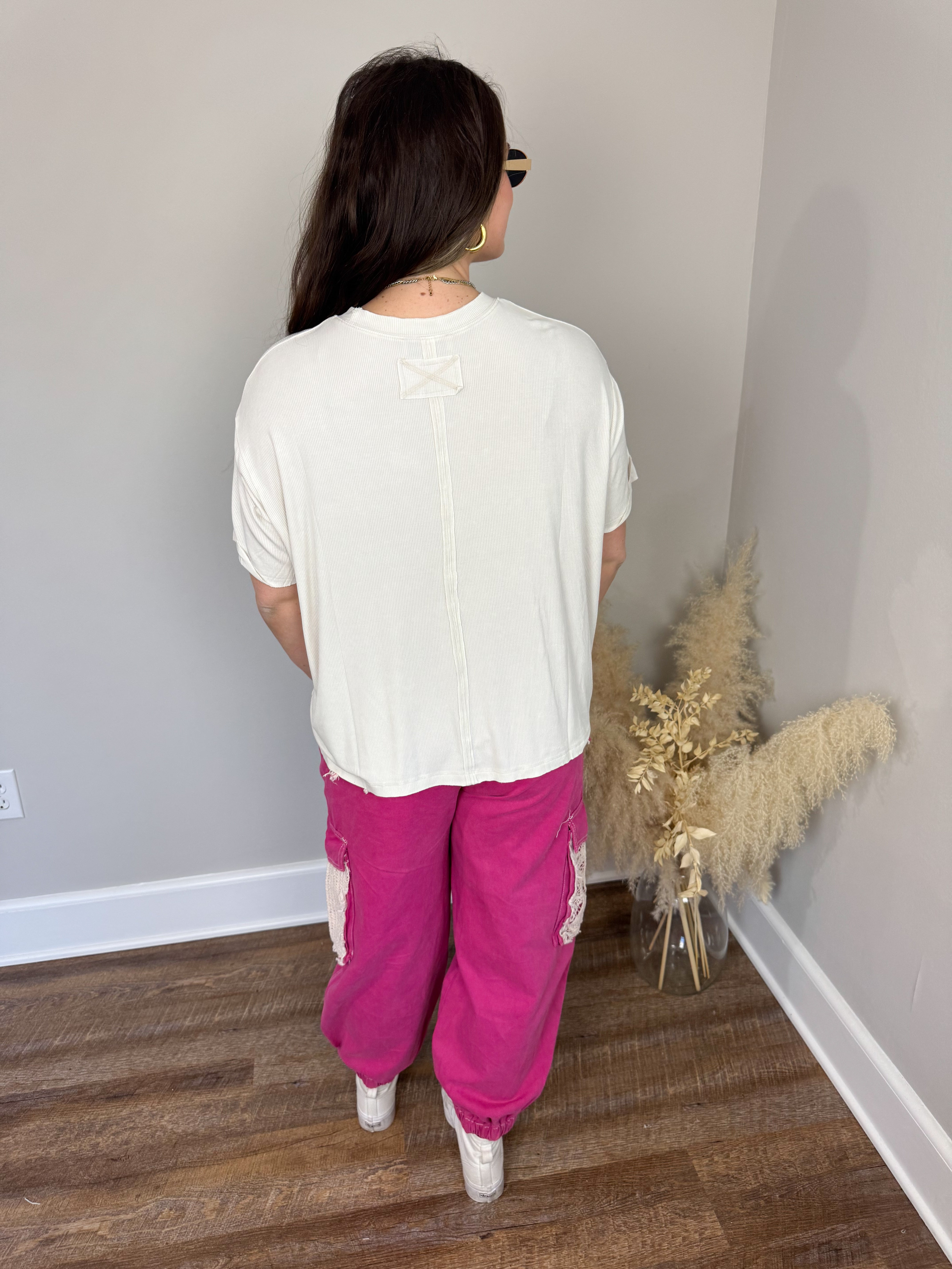 Take It Easy Ribbed Top | Sand Beige