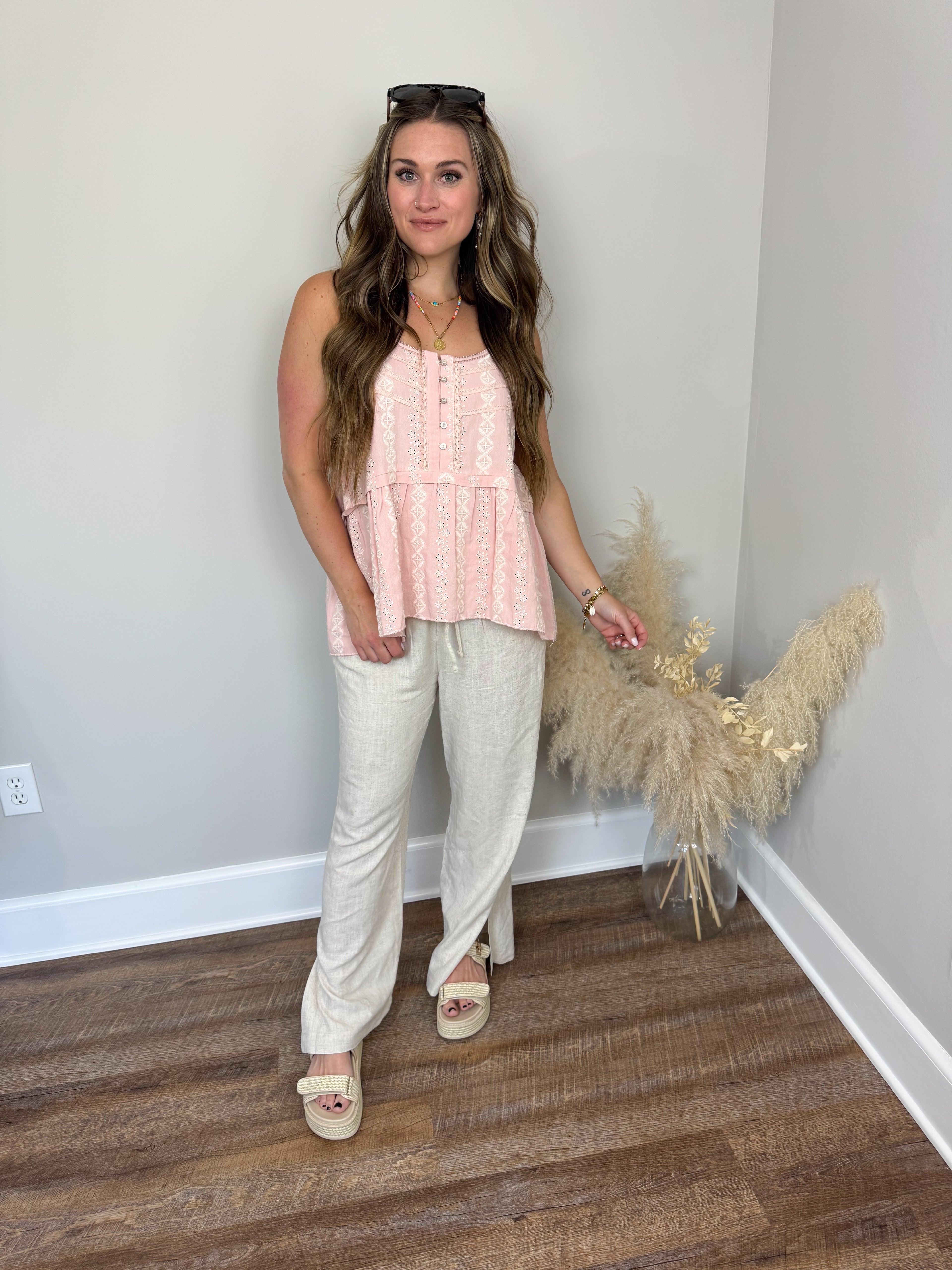 Fisher Eyelet Tank | Pink FINAL SALE