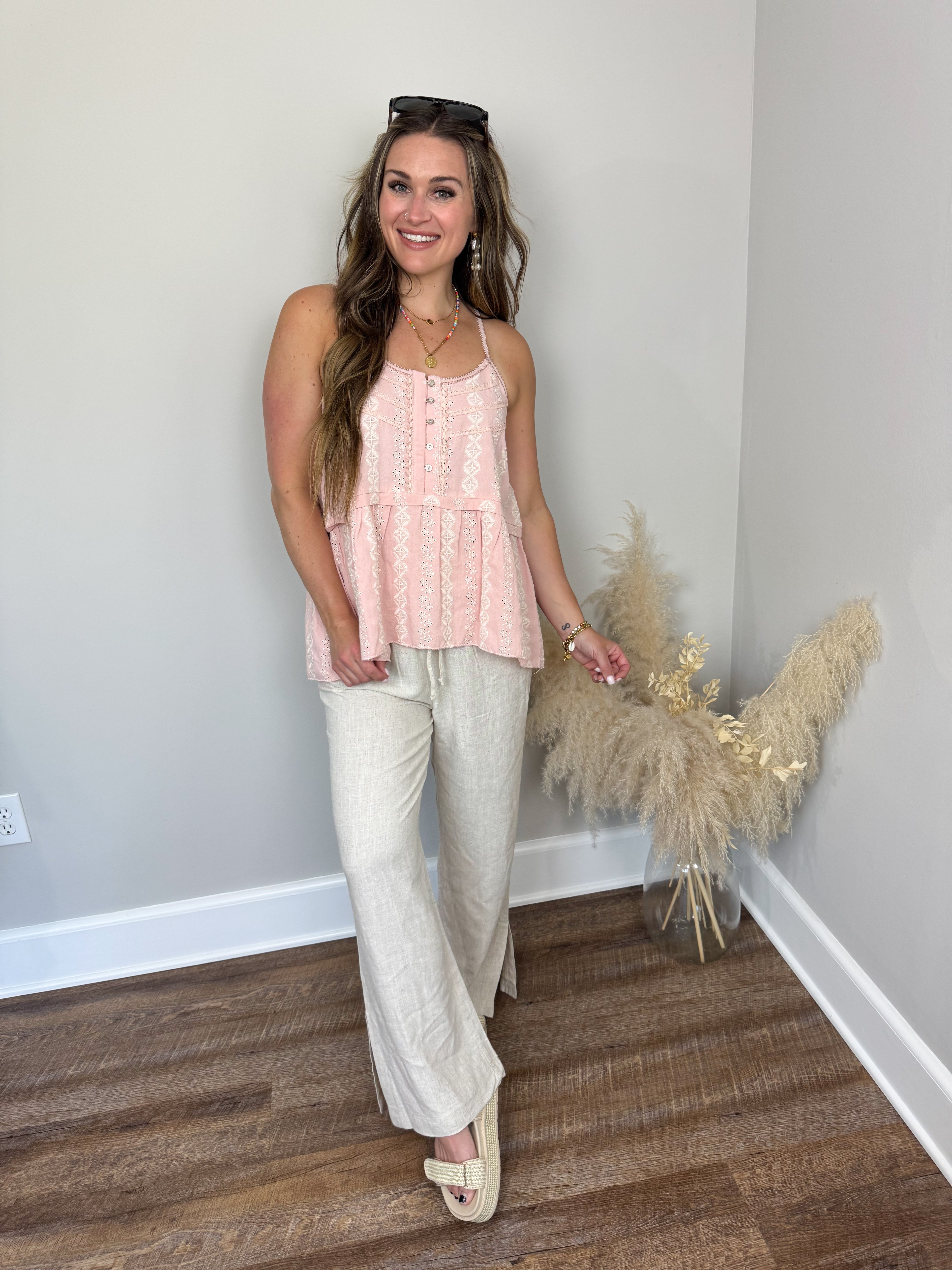 Fisher Eyelet Tank | Pink FINAL SALE
