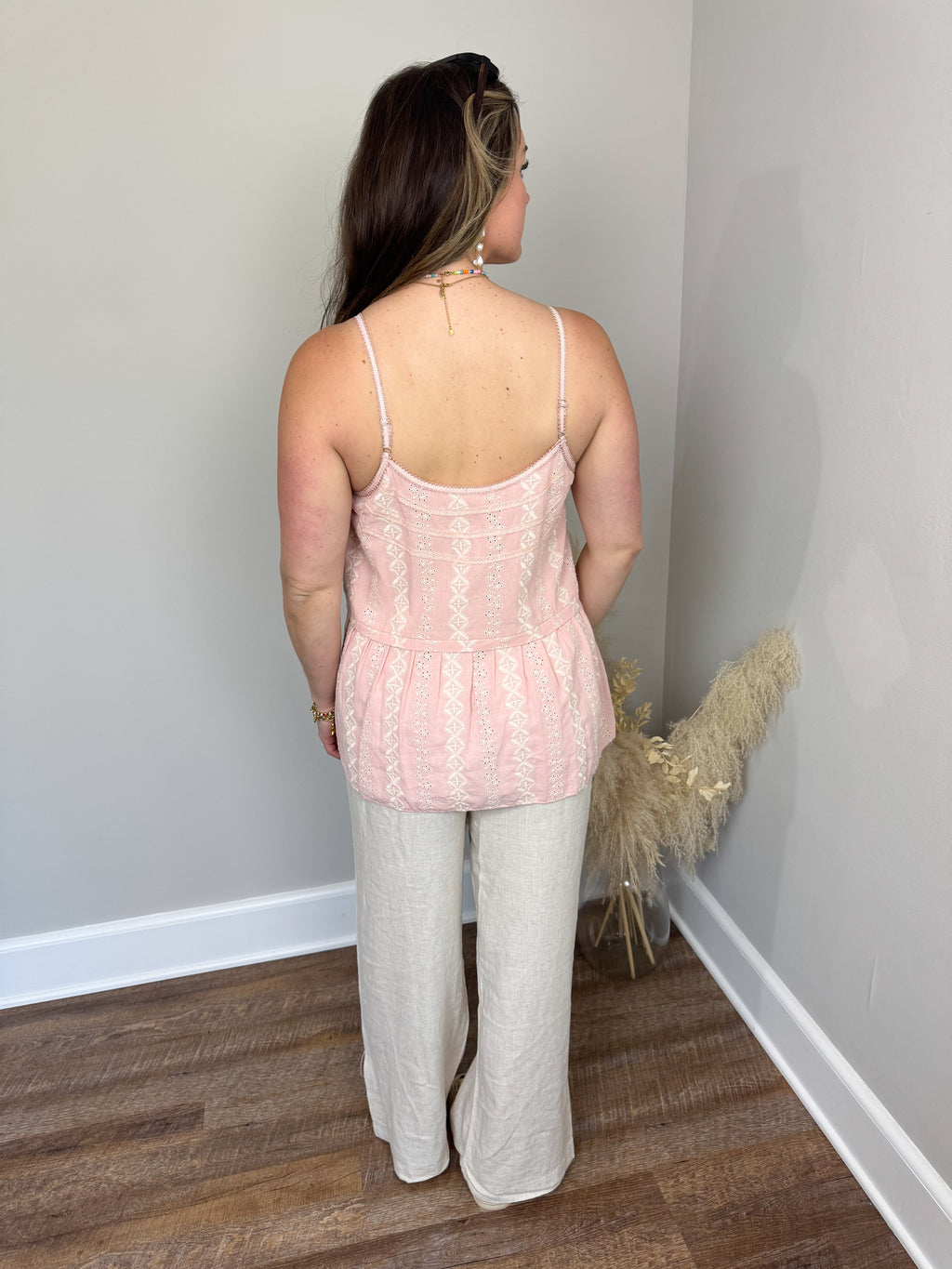 Fisher Eyelet Tank | Pink FINAL SALE