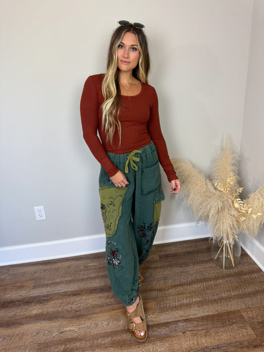 Clark Scoop Neck Long Sleeve | Rust