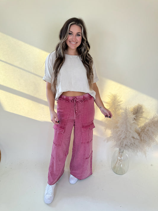 Some Time Wide Leg Pants | Red