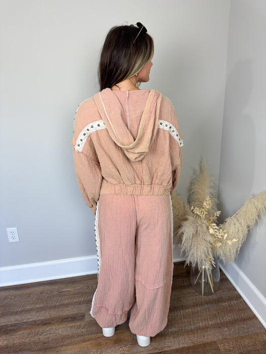 Toasted Almond Gauze Hoodie | Pink