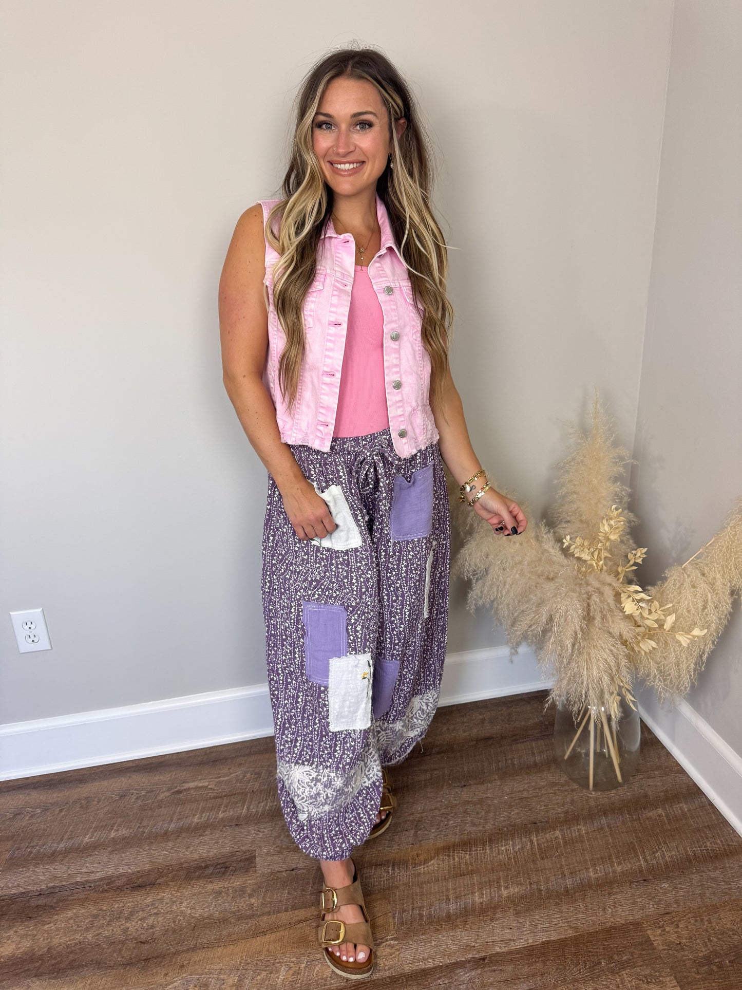 Chase Denim Vest | Pink