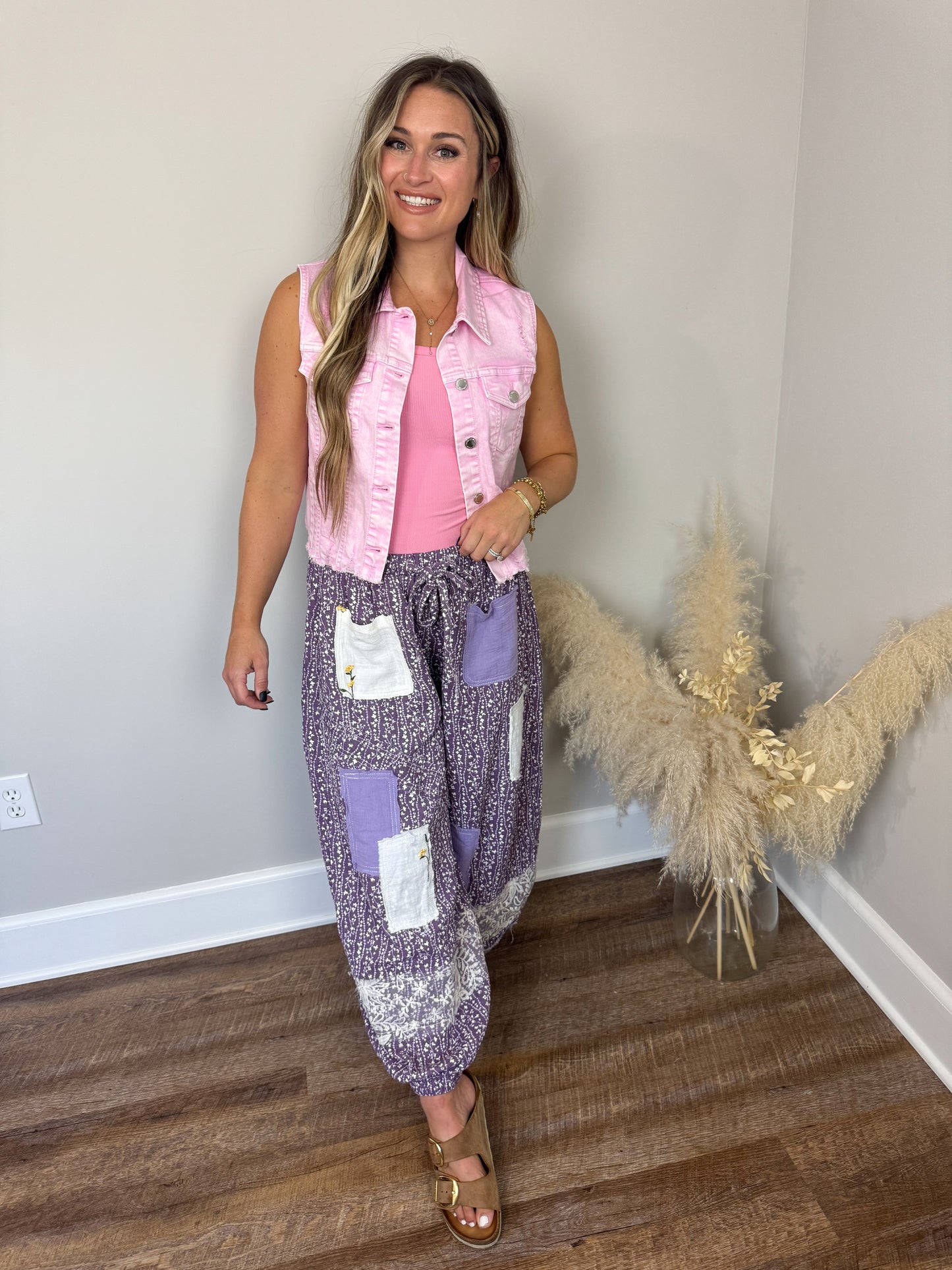 Chase Denim Vest | Pink