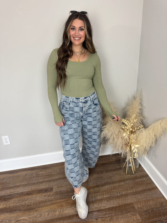 Clark Scoop Neck Top | Light Olive