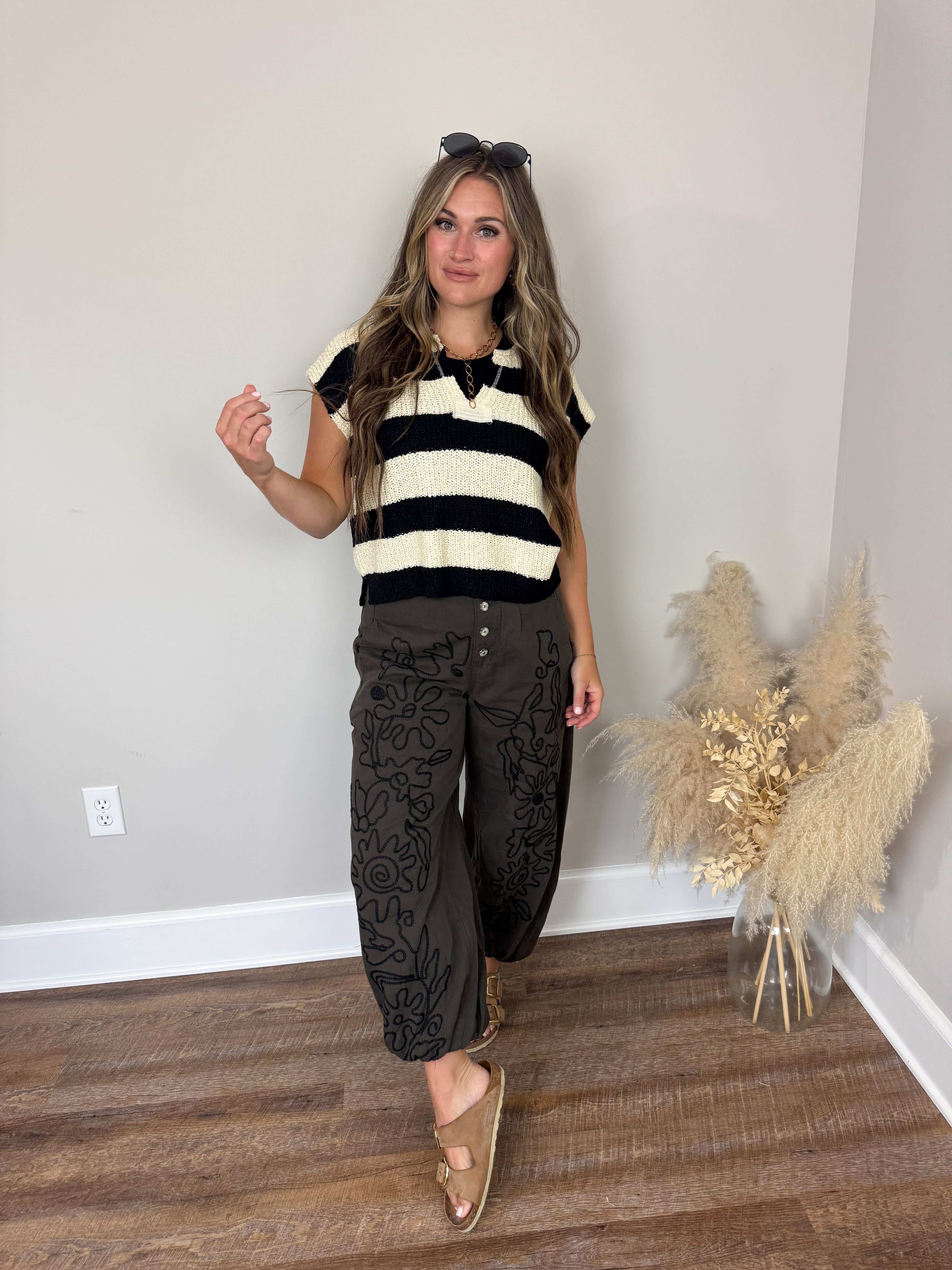Emery Striped Sweater | Black