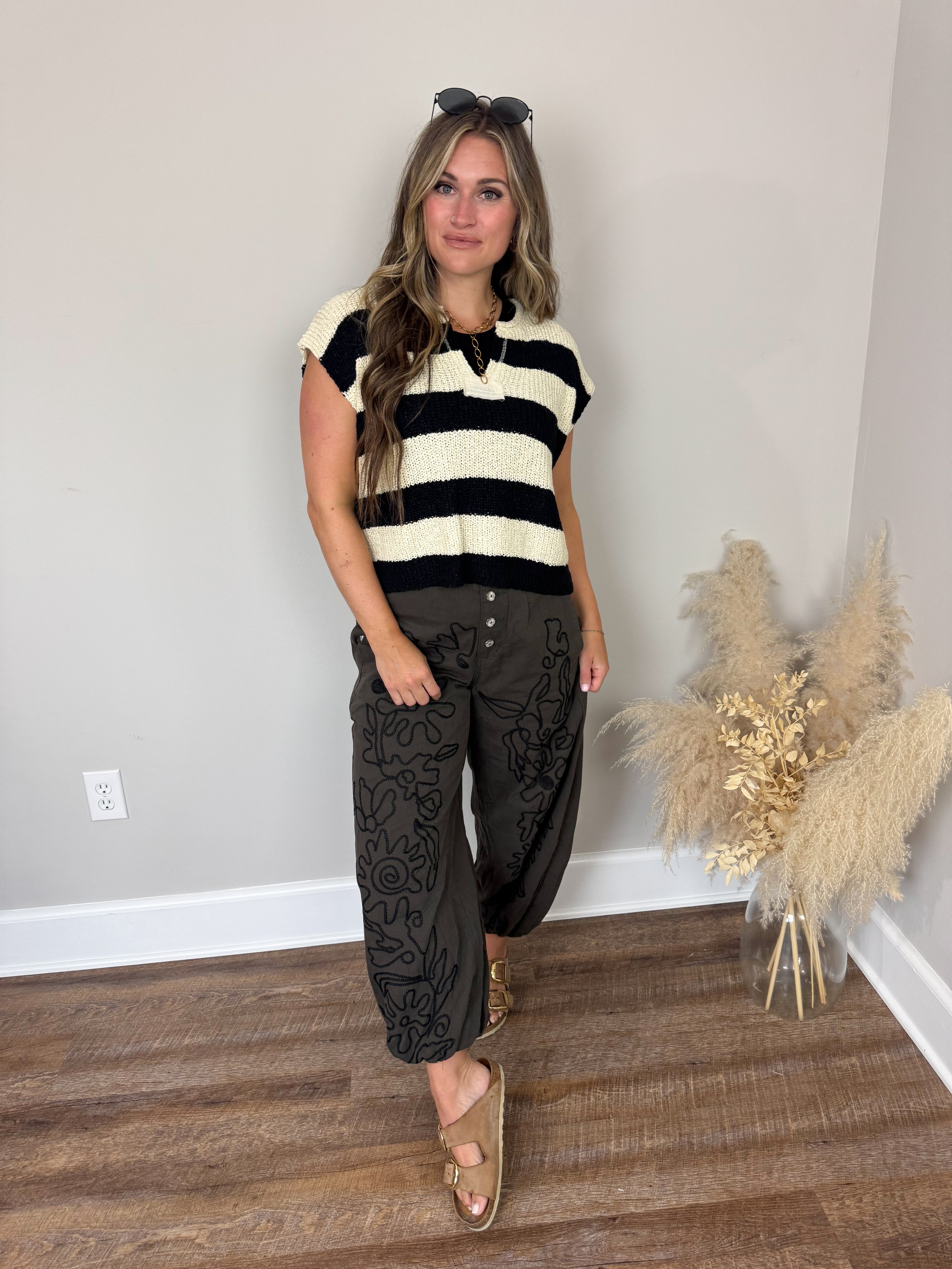 Emery Striped Sweater | Black