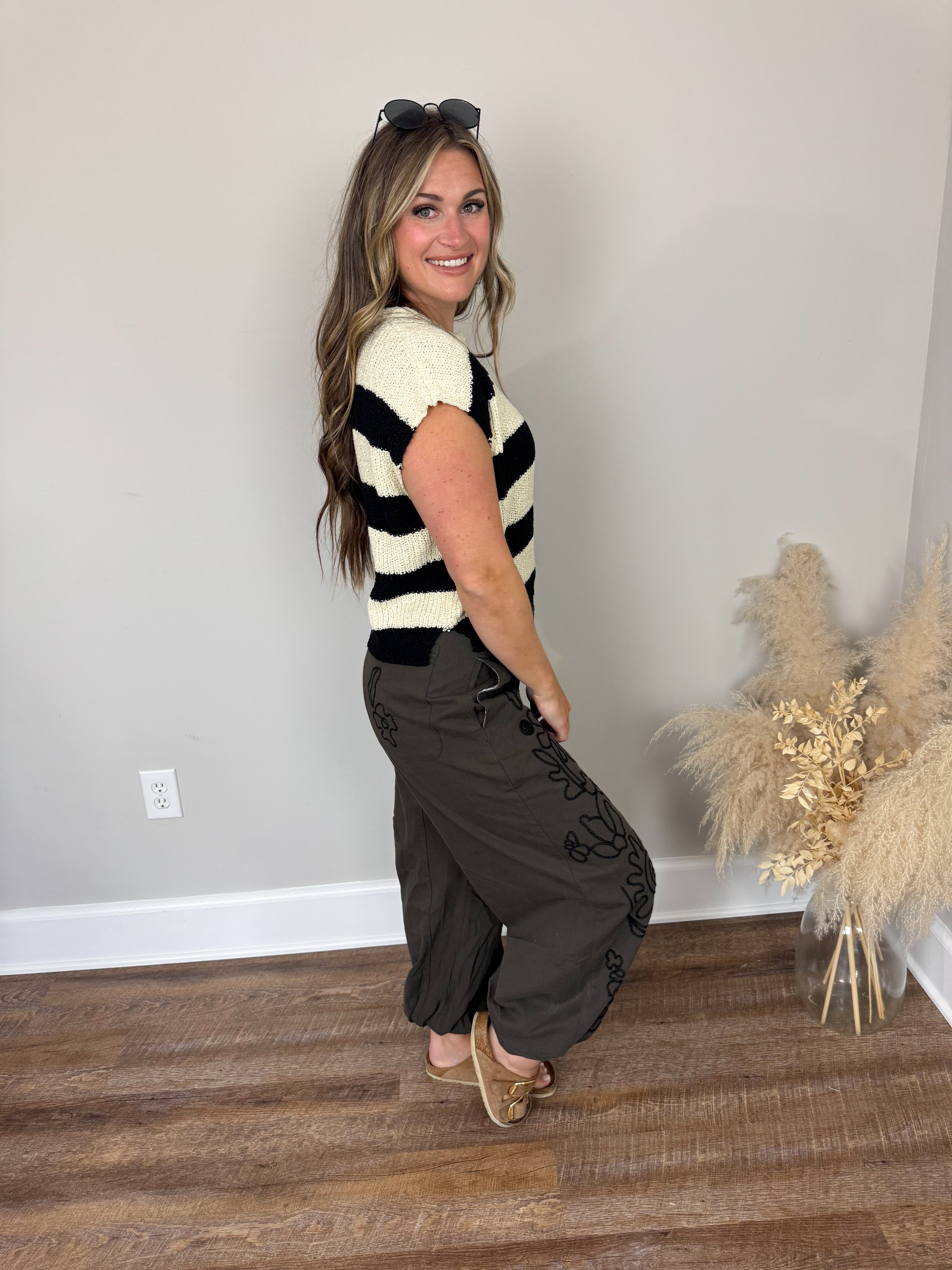 Emery Striped Sweater | Black