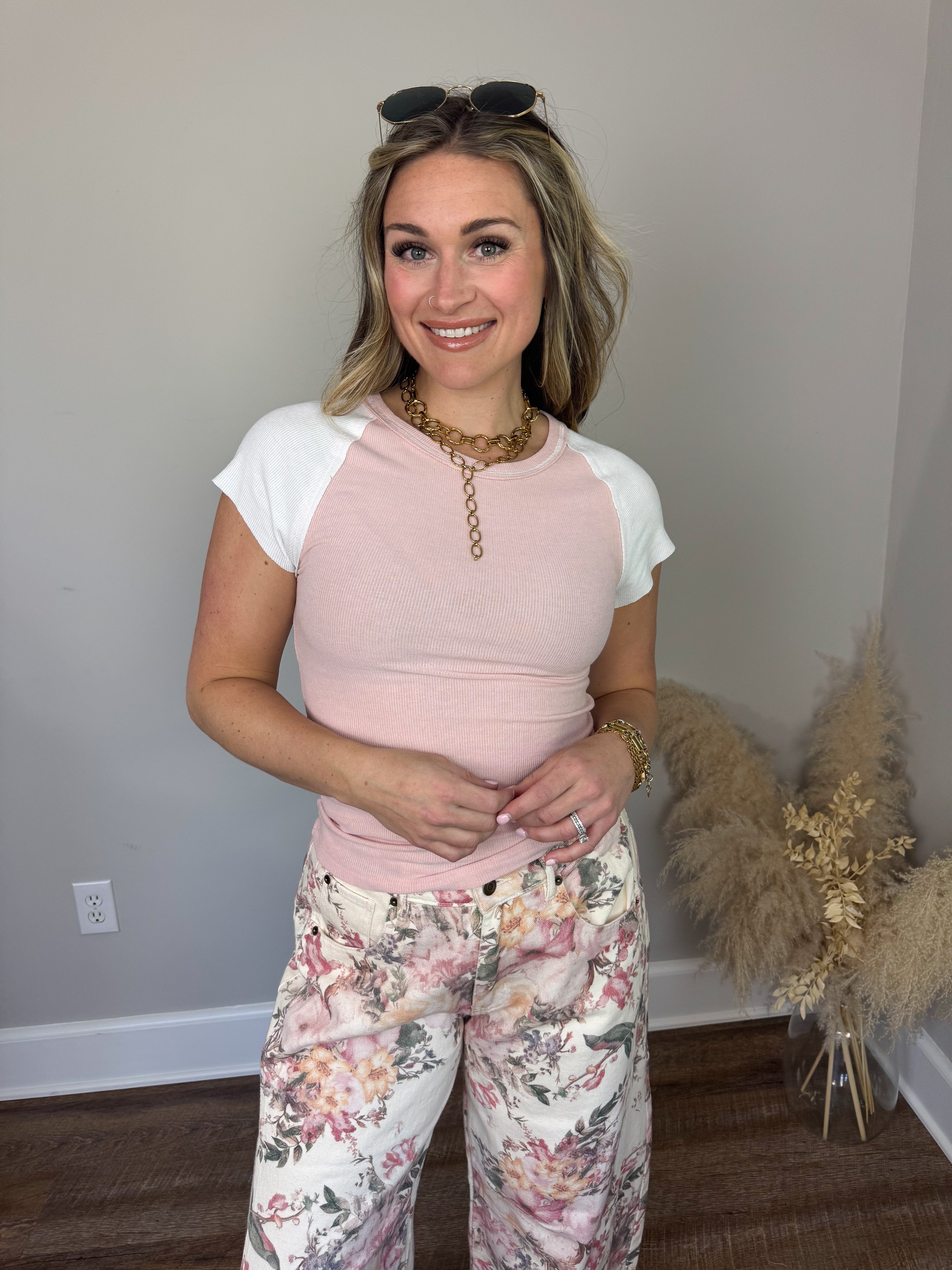 Elli Short Sleeve Top | Rose