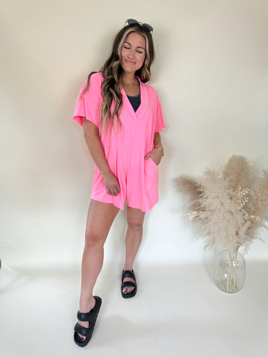 Travis Oversized Romper | Pink