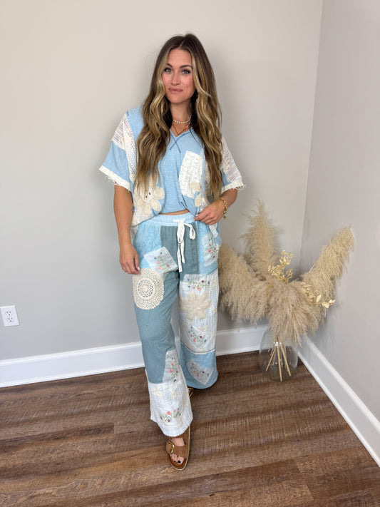 Sierra Patchwork Top | Blue