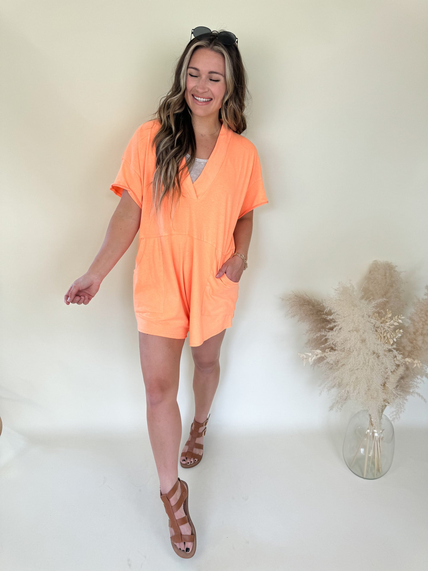 Travis Oversized Romper | Orange