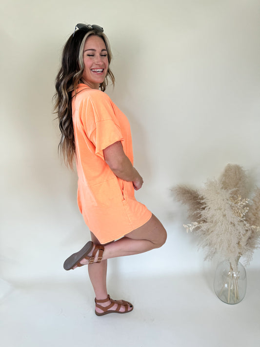 Travis Oversized Romper | Orange