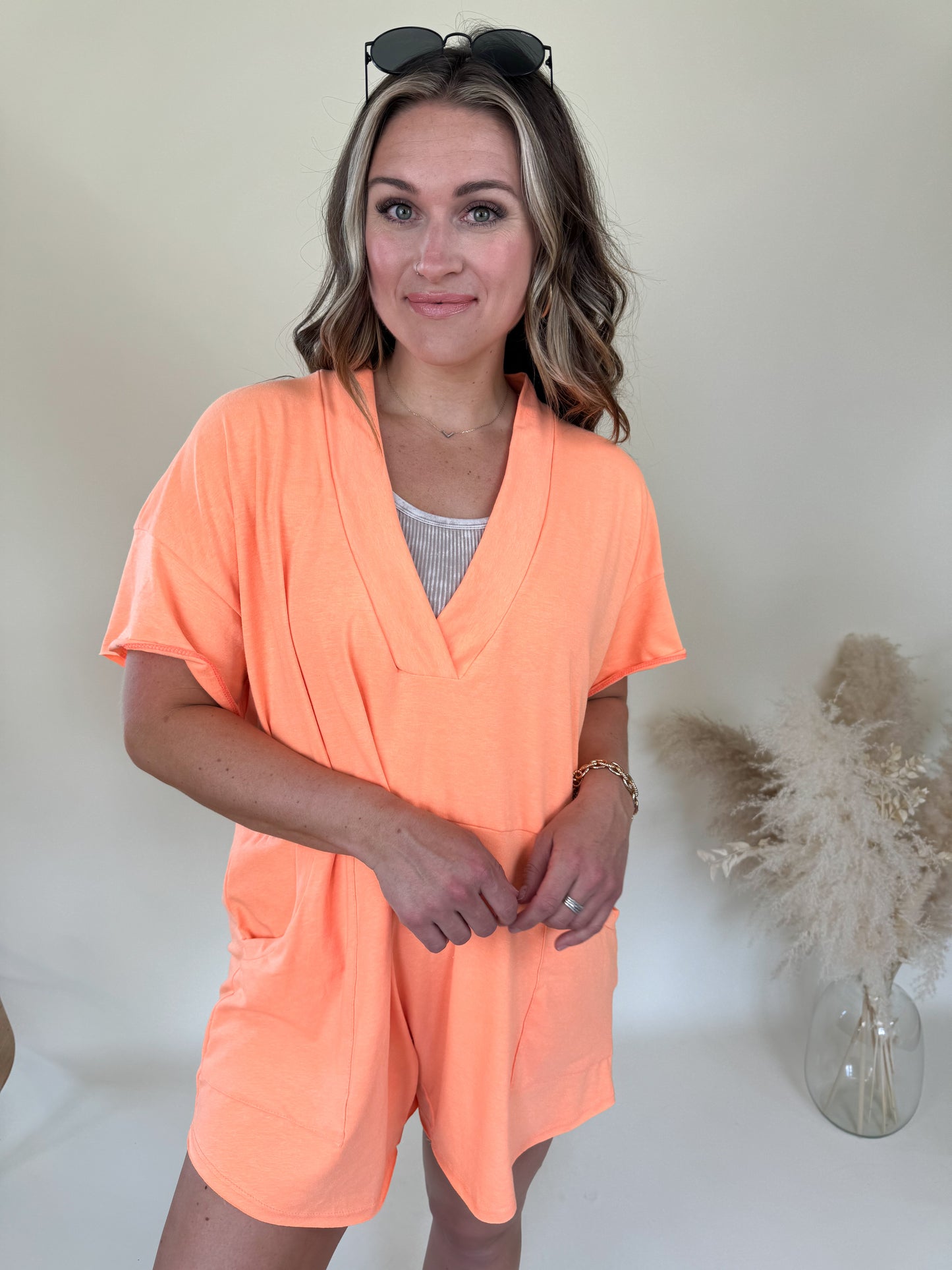 Travis Oversized Romper | Orange