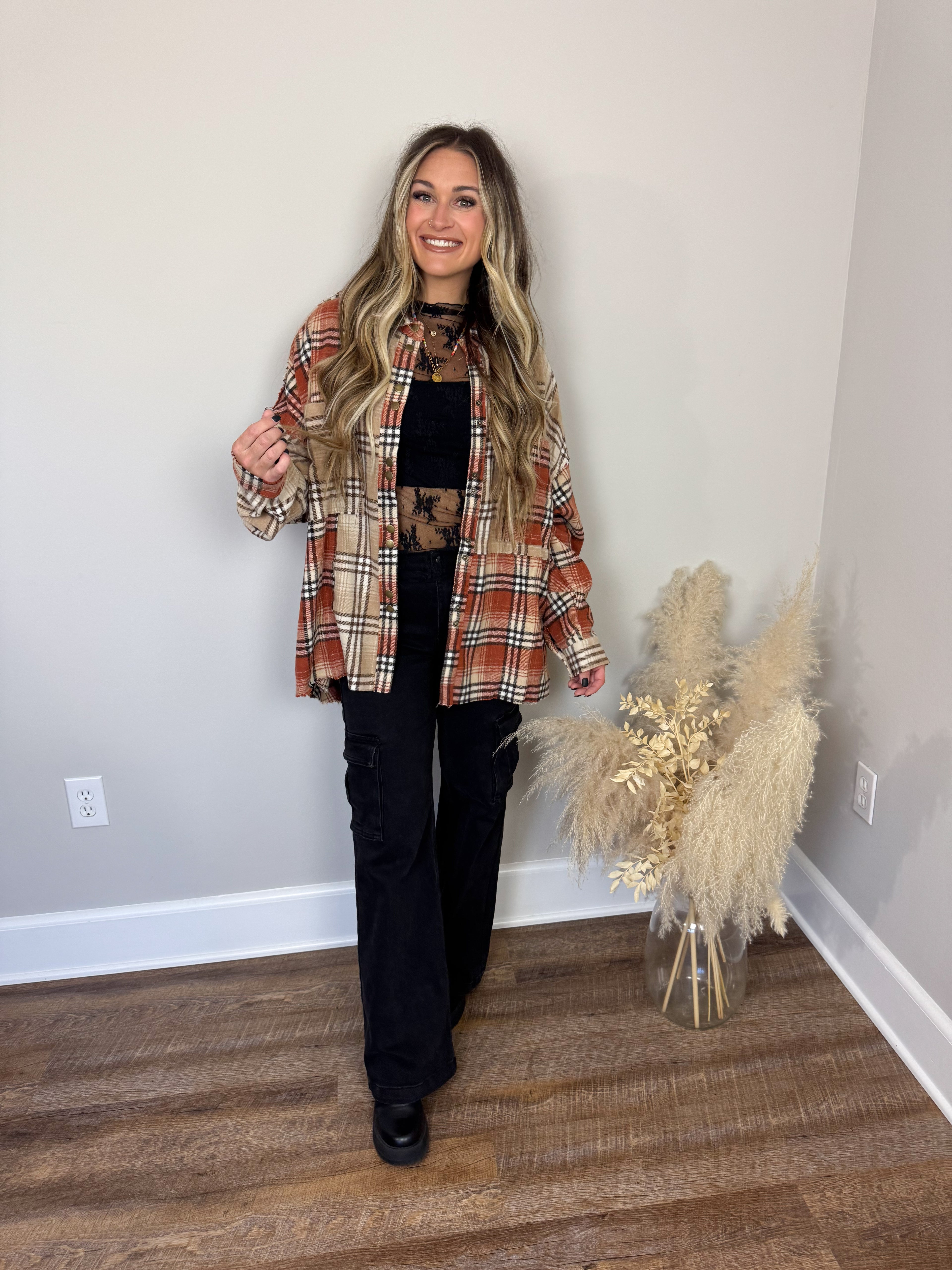 Keystone Plaid Top | Rust FINAL SALE
